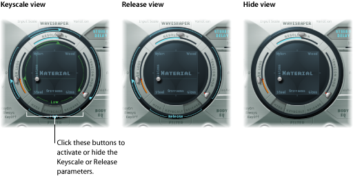 Figure. Keyscale, Release, and Hide buttons.