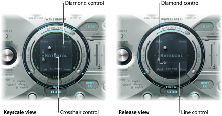 Figure. Material Pad showing Keyscale and Release parameters.