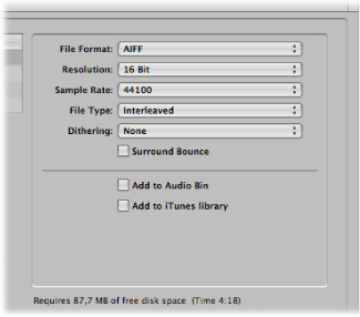 Figure. PCM options in the Bounce window.