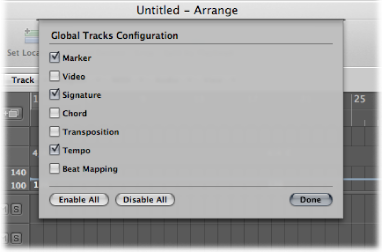 Figure. Global Tracks Configuration dialog.