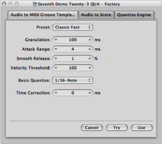 Figure. Audio to MIDI Groove Template.