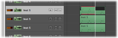 Figure. Arrange area with MIDI recording overlapping an existing MIDI region.