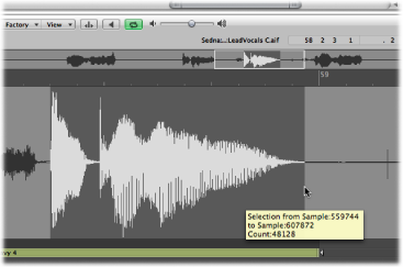 Figure. Sample Editor selection with pointer over the right edge.