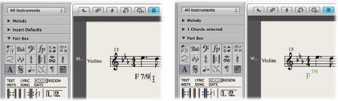 Figure. Entering chord text in the Score Editor.