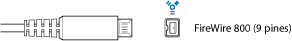 Figure. Illustration of FireWire 800 9-pin connector.