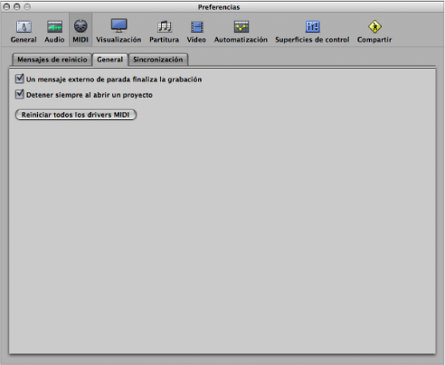 Figure. General MIDI preferences.