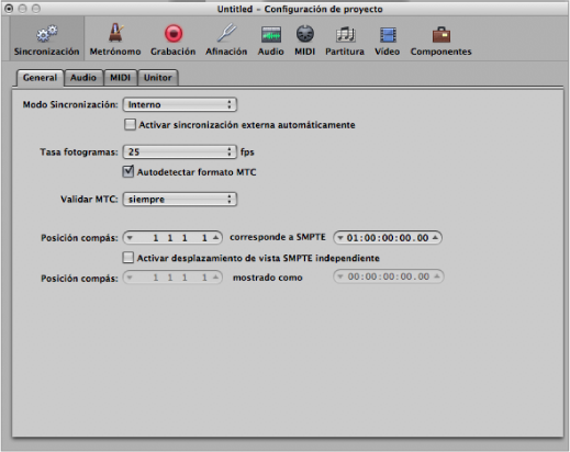 Figure. Synchronization project settings.