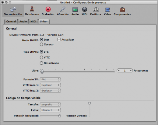 Figure. Unitor pane of the Synchronization project settings.