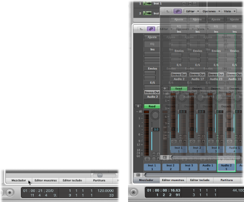 Figure. Mixer button being dragged out of the Arrange window.