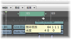 Figure. Bar ruler showing how to set left and right locator positions by dragging.
