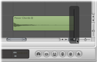 Figure. Clicking the Waveform Zoom button to reveal a slider.