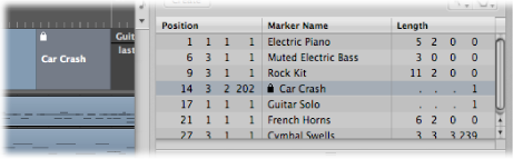 Figure. Marker name indicating locked status using lock symbol.
