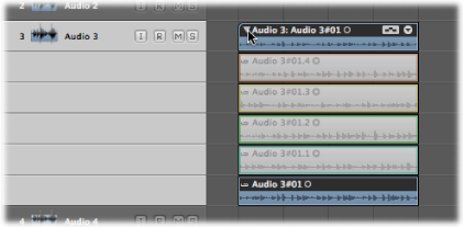 Figure. Open take folder with takes in different colors.