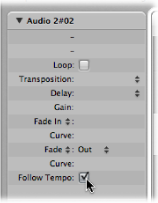 Figure. Follow Tempo checkbox in Region Parameter box.