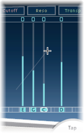 Figure. Tap display, showing multple taps being aligned.