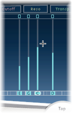 Figure. Tap display, showing aligned tap values.