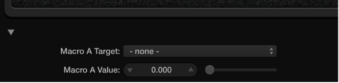 Figure. Macro target and value parameters of Pedalboard’s Macro Controls area.