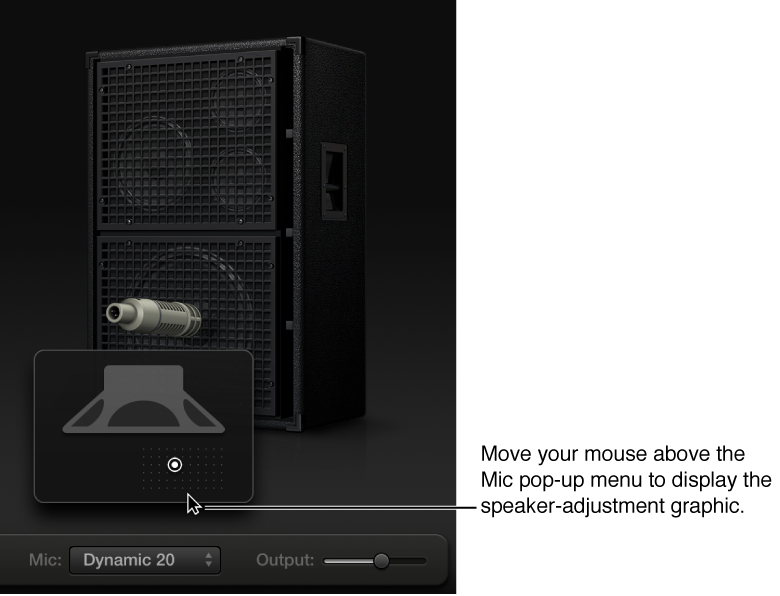 Figure. Microphone parameters showing speaker adjustment graphic.