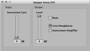 Figure. Apogee GiO control panel.