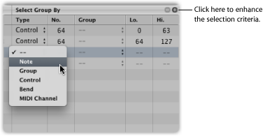 Figure. Select Group By pop-up menu.