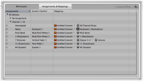 Assignments and Mappings tab