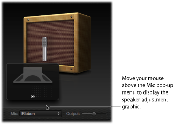 Figure. Microphone parameters, showing the cabinet and speaker-adjustment graphic.