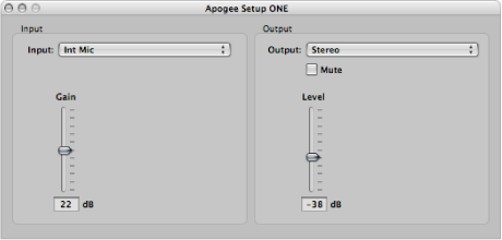 Figure. Apogee ONE control panel.