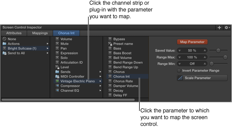 FIgure. Mapping a screen control using the Parameter Mapping browser.