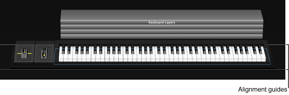 Figure. Alignment guides appear when you select a shelf control.