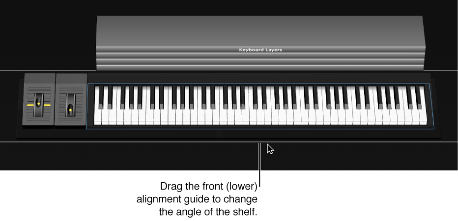 Figure. Dragging the lower alignment guide to change the angle of the shelf.