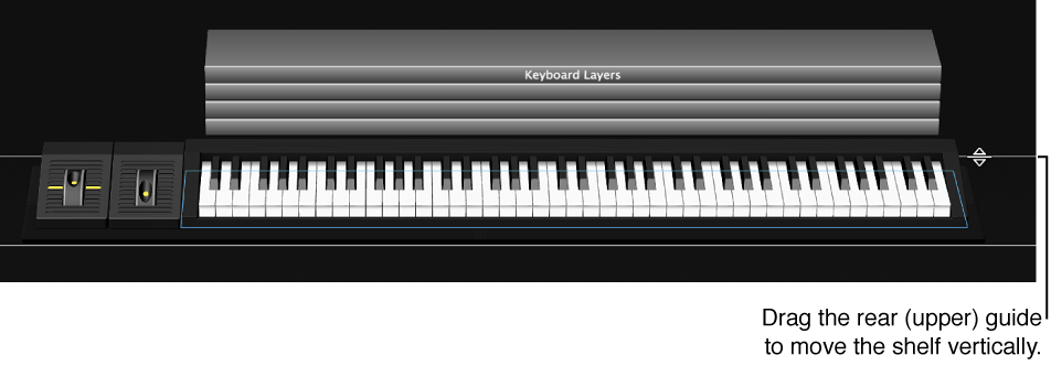 Figure. Dragging the upper alignment guide to move the shelf vertically.