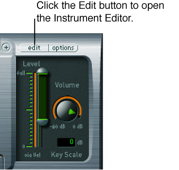 Figure. EXS24 plug-in window, showing the Edit button.