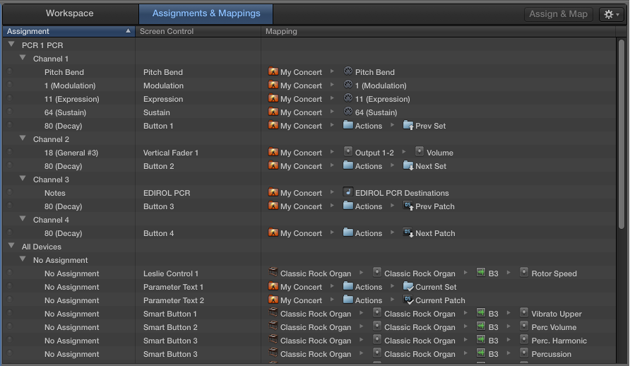 Assignments and Mappings tab