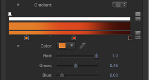 Figure. Gradient editor showing color controls when a tag is selected.