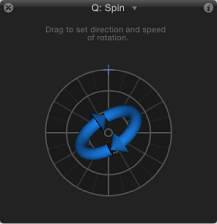 Figure. HUD showing Spin behavior control when Axis is set to Custom.