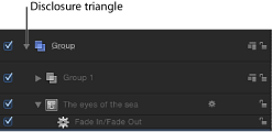 Fgure. Group disclosure triangle in the Timeline tab.