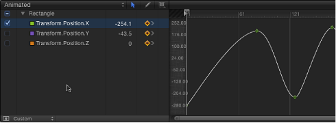 Figure. Keyframe Editor showing a curve with peaks-only thinning applied.