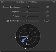 Figure. HUD showing Emitter controls limiting the particle flow.