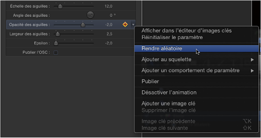 Figure. Generator tab showing Animation pop-up menu.