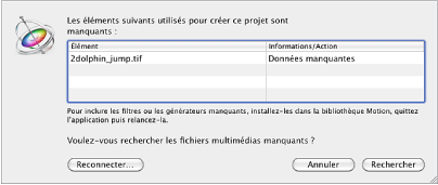 Figure. Dialog showing list of files with missing media.