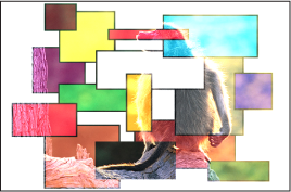 Figure. Canvas window showing the boxes and the monkey blended using the Add mode.