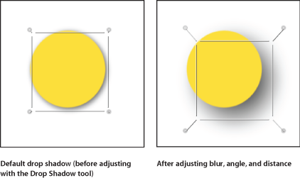 Figure. Canvas window showing an object's drop shadow being manipulated.