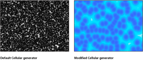 Figure. Canvas window showing the Cellular generator with a variety of settings.