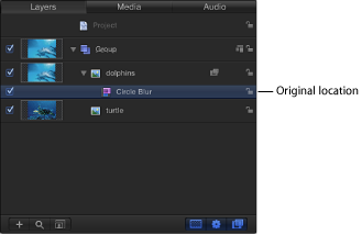figure. Layers list showing a filter in its original location.