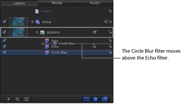 Figure. Layers list showing filters being reordered.