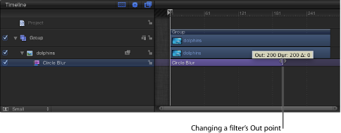Figure. Timeline showing a filter being resized.
