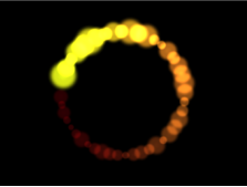 Figure. Canvas window showing circle transformed into an animated paint stroke.