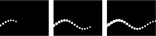 Figure. Canvas showing a replicator with a keyframed Offset parameter.