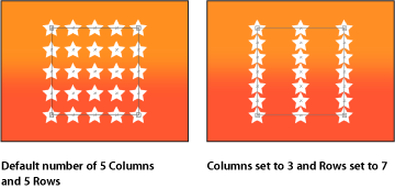 Figure. Canvas window showing replicator with different quantities of rows and columns.