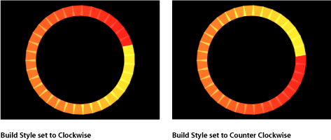 Figure. Canvas window showing the Clockwise and Counter Clockwise Build Style options.